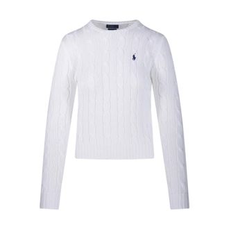 Ralph Lauren Round-neck Knitwear, female, White, S, Julianna Long Sleeve Pullover