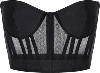 Elisabetta Franchi Mesh en cr&ecirc;pe bustiertop - Dames - Tops zonder mouwen - Zwart - L - Polyester - Tops