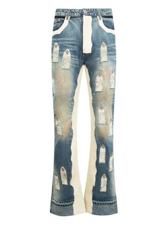 Who Decides War by Ev Bravado Howdy appliqu&eacute; jeans - men - Cotton - 32 - Blue