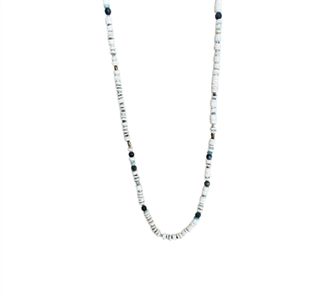 Mickey Lynn Ostrich Shell Necklace In White Shell With Blue Bead
