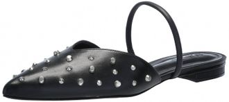 Schutz Womens Gayle Studded Mule Flat In Black/silver