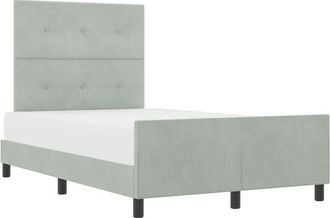 vidaXL Bed Frame with Headboard Light grey 120 x 190 cm Velvet Vidaxl
