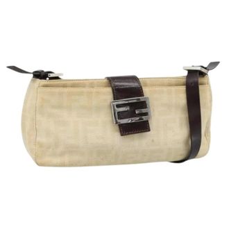 Fendi Pre-owned Shoulder Bags, female, Beige, Size: ONE SIZE Pre-owned Zucca Canvas Shoulder Bag