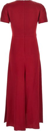 Victoria Beckham Womens Red Midi Dress With Gathered Waist Acetate