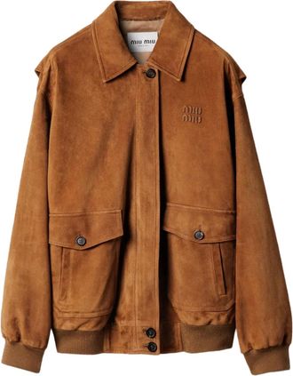 Miu Miu Giacca in pelle scamosciata - Marrone