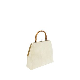 Jil Sander Regenboogslang en Bamboe Handtas - Dames - Handtassen - Beige - ONE Size - Bamboe - Tassen