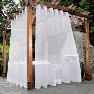 OEM Cortinas Transl&uacute;cidas Para Exteriores, Impermeables, Para Patio - 2 Paneles Con Ojales, Para Sal&oacute;n, Dormitorio, Terraza, P&eacute;rgola, Caba&ntilde;a, 132 X 274 Cm