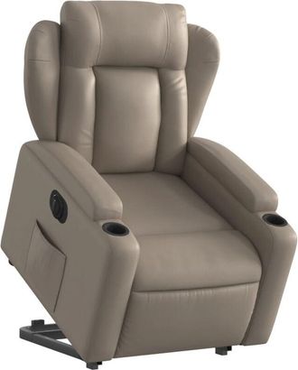 vidaXL Vidaxl - Sill&oacute;n Elevable El&eacute;ctrico Cuero Artificial Capuchino