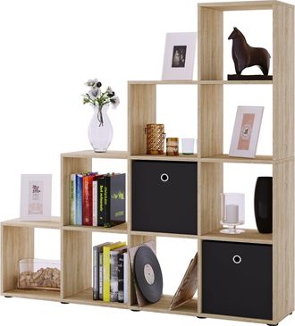ebuy24 Ebuy24 - Estante De Madera Vcm De Pie Estante De Ahorro De Espacio Dimensiones: Al. 139 X An. 143 X T. 29 Cm Estante Elegante De Pie Estante De Almace