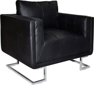 vidaXL Vidaxl - Sill&oacute;n Con Patas Cromadas Cuero Sint&eacute;tico Negro