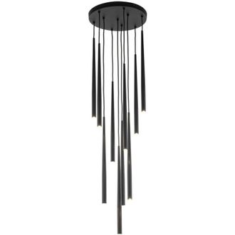 Luminosa Light Designs TK Piano L&aacute;mpara de techo colgante Cluster, negra, 10 x G9