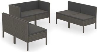 vidaXL Vidaxl - Set De Muebles De Jard&iacute;n 6 Pzas Y Cojines Rat&aacute;n Sint&eacute;tico Gris