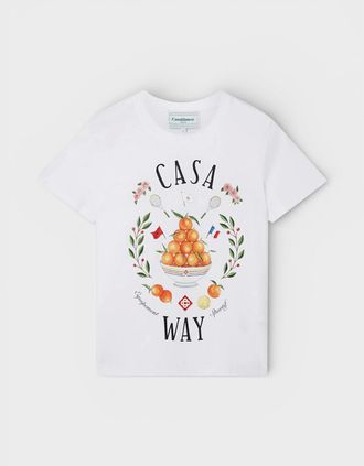 Casablanca Womens Printed Fitted T-Shirt Casa Way White - Size: 10/8