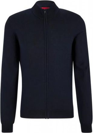 HUGO BOSS San Jorge-M Knit Fullzip - Heren - Vesten - Blauw - M - Wol - Truien & Vesten