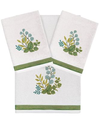 Linum Home Textiles 100% Turkish Cotton Botanica 3Pc Embellished Towel Set
