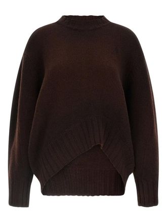 The Attico logo-embroidered asymmetrical sweater - Brown