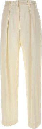 Victoria Beckham Wide Leg Trouser - Dames - Broeken - Wit - XS - Leer - Broeken