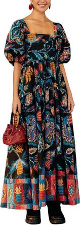 Farm Rio Sunset Tapestry Black Maxi Dress