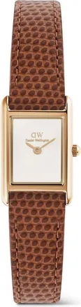 Daniel Wellington Bound Mini Tank Leather Strap Watch, 17mm x 26mm in Rose Gold-Tone/tan at Nordstrom