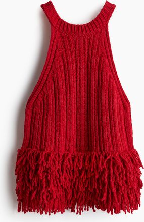 H&M Stricktop mit Fransenbesatz - Red