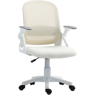 HOMCOM Homcom - Ergonomic Swivel Computer Chair with Flip-up Armrests, White