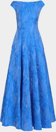 Talbot Runhof Textured Faille Jacquard High-Neck Gown