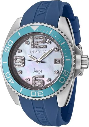 Invicta Angel Blue Rubber Strap Ladies Watch 0496