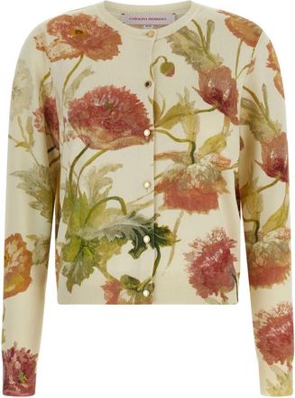 Carolina Herrera Cardigan met Poppy-print - Dames - Vesten - Veelkleurig - L - Katoen - Truien & Vesten