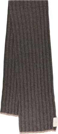 Brunello Cucinelli Rib Knit Sjaal - Heren - Wintersjaals - Grijs - ONE Size - Kasjmier - Accessoires