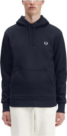 Fred Perry Klassiek sweatshirt met capuchon en sportieve details - Heren - Hoodies - Blauw - S - Katoen - Hoodies & sweatvesten