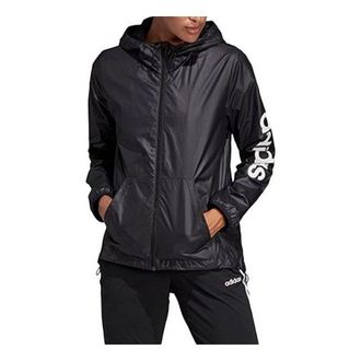 adidas (WMNS) adidas E Lin Windbr Letter Logo Printing Hooded Jacket Black DP2408