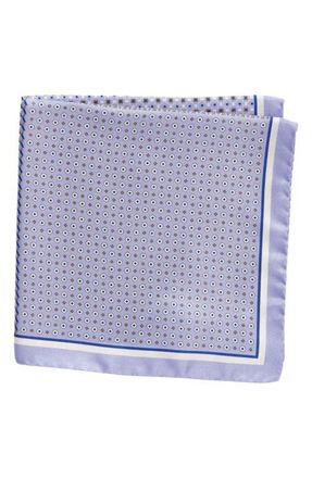 Eton Geometric Print Silk Pocket Square in Purple at Nordstrom