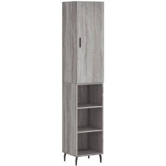 vidaXL Vidaxl - Aparador Alto Madera Contrachapada Gris Sonoma 34,5x34x180 Cm