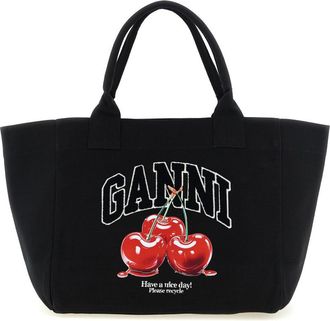 Ganni Black Medium Cherry Tote
