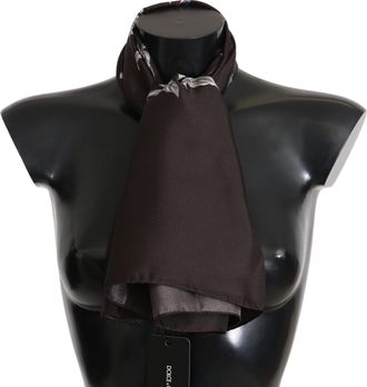 Dolce & Gabbana Dames Bruine 100% Zijde Vogel Print Omslagdoek 80cm X 95cm RRP Sjaal