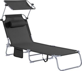 SoBuy SoBuy Lettino Prendisole Pieghevole Cuscino e tettuccio Regolabile 4 Angoli di reclinazione con Organizer Nero OGS48-SCH