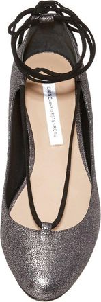 Diane Von Fürstenberg DVF Metallic Lace-Up Ballerinas Size 38