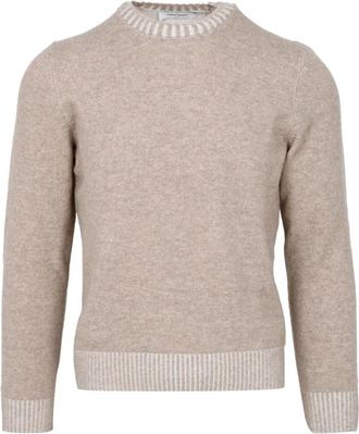Gran Sasso Geribbelde Crew Neck Sweater Blend - Heren - Ronde hals truien - Beige - 2XL - Wol - Truien & Vesten