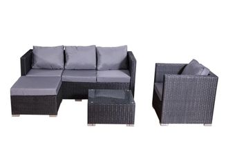 Concept Usine Conjunto de jard&iacute;n de 6 plazas de resina trenzada negro/gris