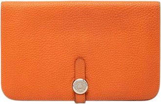 Herm&egrave;s Pre-owned Wallets, female, Orange, Size: ONE SIZE Pre-owned Leather Wallet