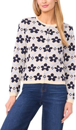CeCe by Cynthia Steffe Floral Cardigan in Sweet Butter at Nordstrom, Size X-Large