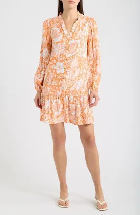 Lilly Pulitzer Shaley Tunic Dress in Sunset Orange Budding Romance at Nordstrom, Size 16