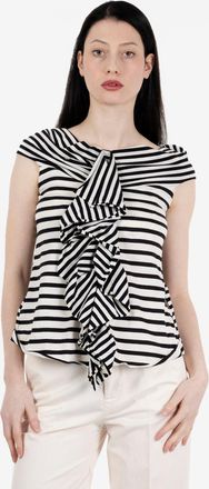 Alessia Santi T-shirt a righe con rouches ecr&ugrave; / nero