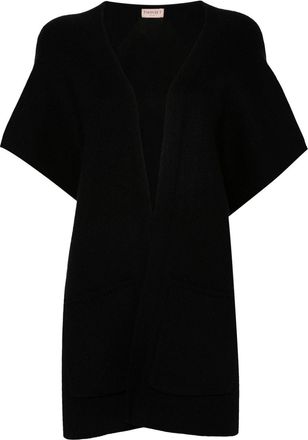 Twin-Set logo-embroidered poncho - women - Polyamide/Viscose/Polyester/Acrylic/Wool - OS - Black