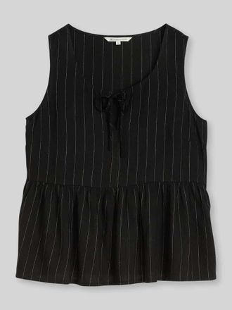 Tom Tailor Denim Regular Fit Blusentop aus Viskose-Leinen-Mix in Black, Gr&ouml;&szlig;e XS