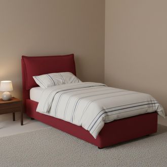 Dmora Cama Individual Dpal, Cama Contenedor Con Revestimiento De Tela, 100% Made In Italy, Apertura Frontal, Adecuado Para Colch&oacute;n Cm 90x190, Rojo - Dmora