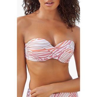 Lascana Womens Zebra Print Bandeau Bikini Top Size 32B in Orange Multi at Nordstrom