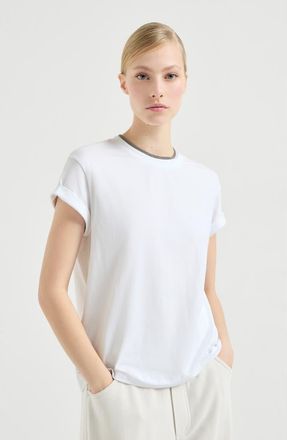 Brunello Cucinelli T-shirt with Precious Faux Layering in White at Nordstrom, Size 3X-Large Eu