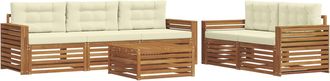 vidaXL Conjunto De Sof&aacute;s De Exterior 6 Uds. Natural Y Crema Vidaxl
