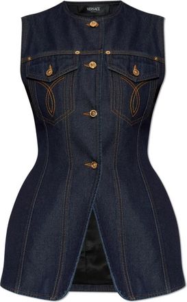 Versace Denim vest - Dames - Bodywarmers - Blauw - S - Denim - Jassen